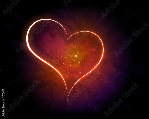Galaxy with shining Heart Shape.