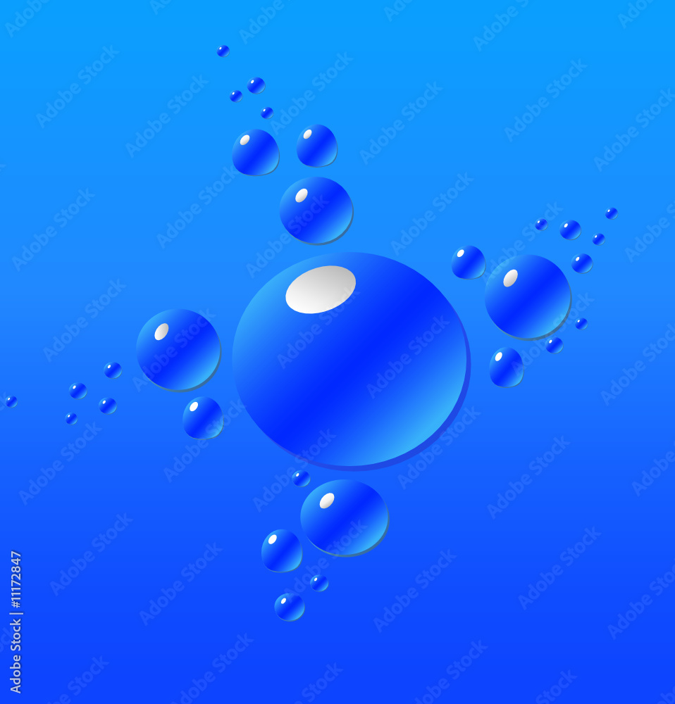 Concept of water drops on blue background , vector