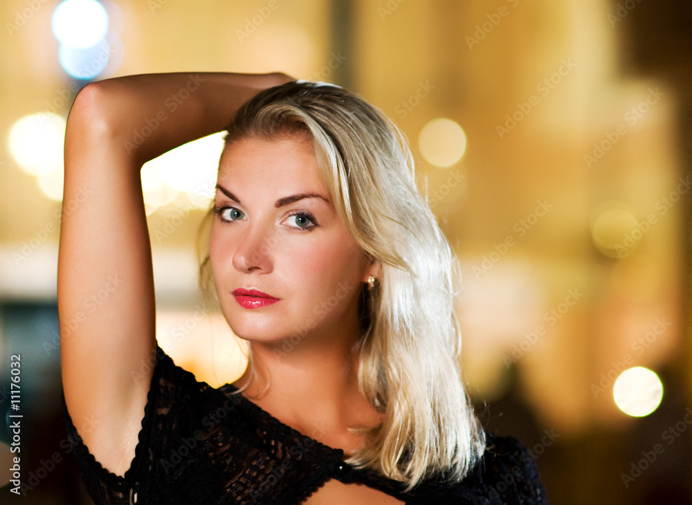 Beautiful blond woman close-up portrait