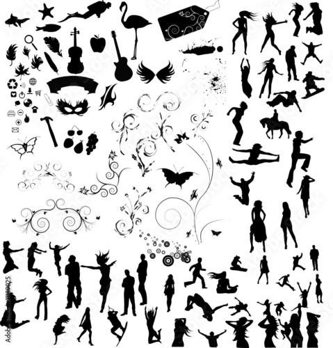 large set of vector design elements