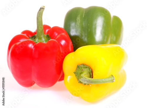 three peppers in three colors