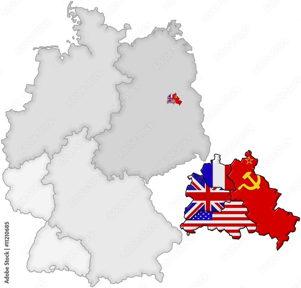 Fototapeta premium Geteiltes Deutschland - Flaggen Berlin