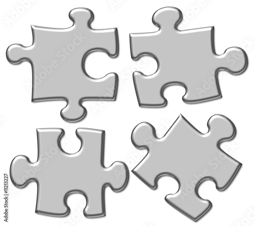 4 morceaux de Puzzle argenté