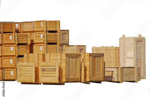 Wooden crates isolated on white