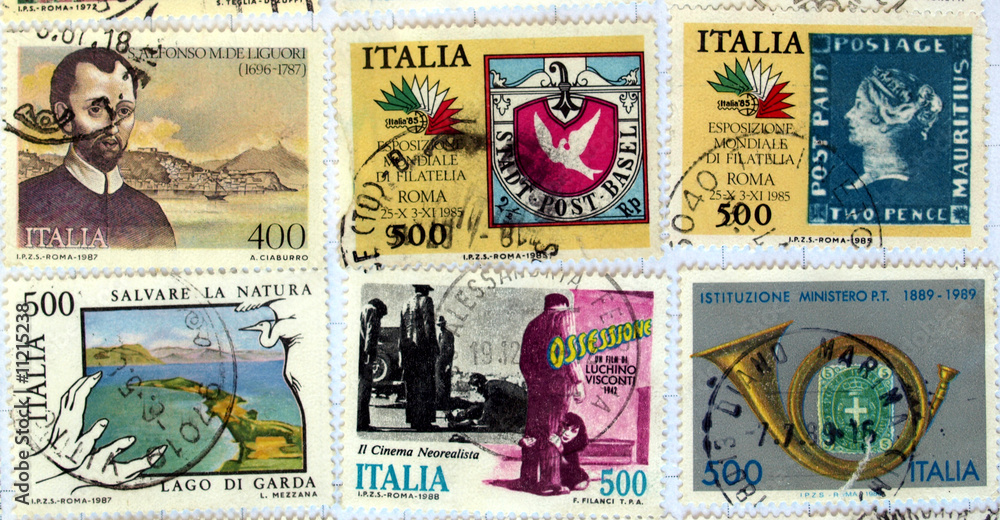 Range of Italian postage stamps