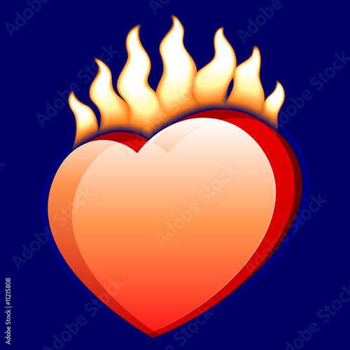 Vector burning heart