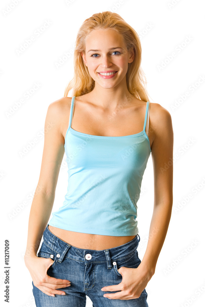Young happy smiling beautiful woman, isolated on white Young happy smiling beautiful woman, isolated on white
