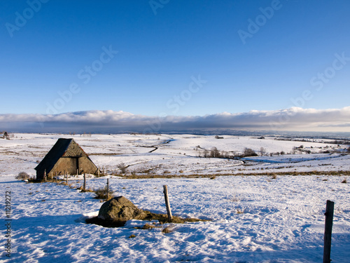 Winter landscape in Auvergne (France) photo