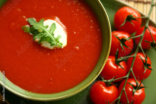 Close up of a tomato soup