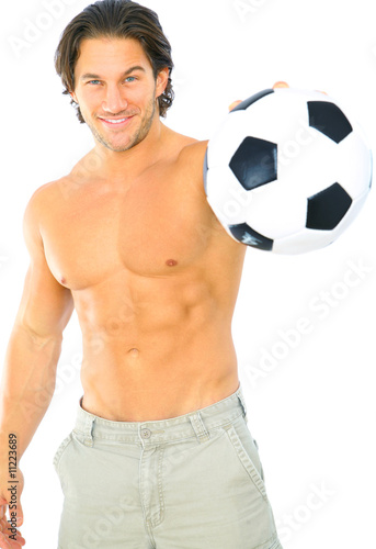 Fitness Man Holding Soccer Ball