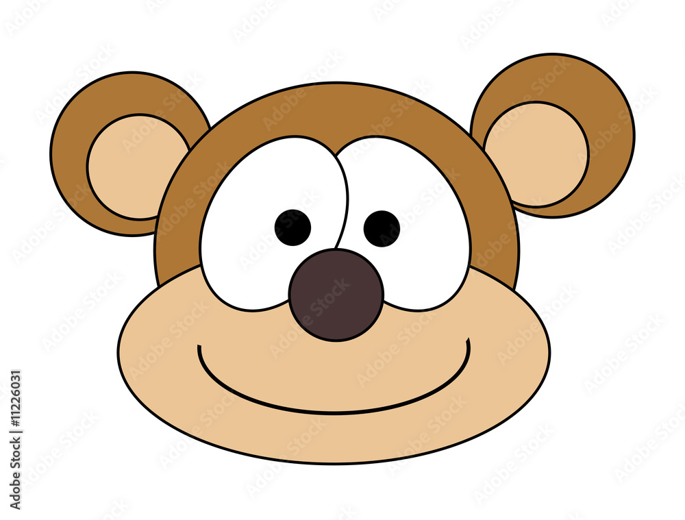Monkey Face Cartoon - Isolated On White Stock Illustration | Adobe Stock