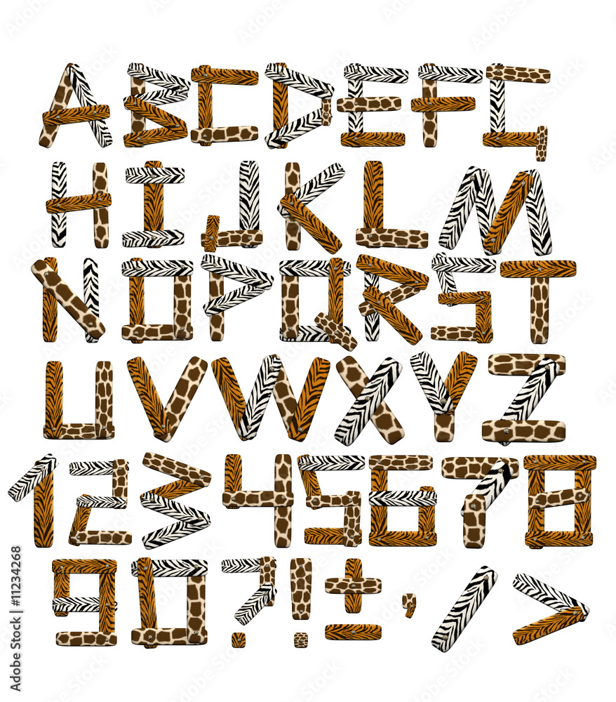 Naklejka premium 3d alphabet in style of a safari