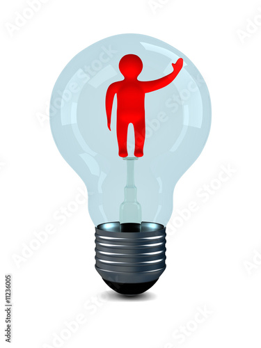 man in bulb on white backgr...