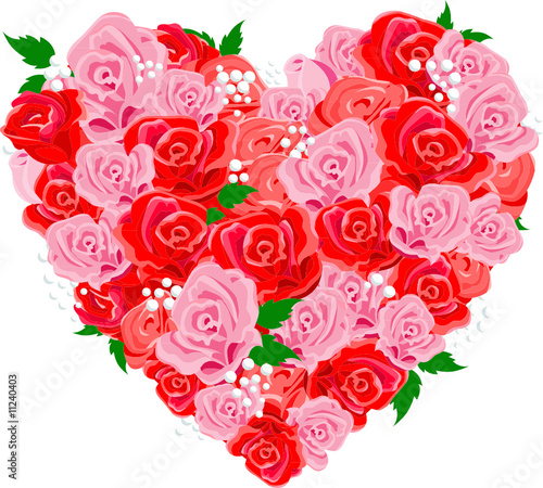 Valentine rose heart shape. Vector illustration