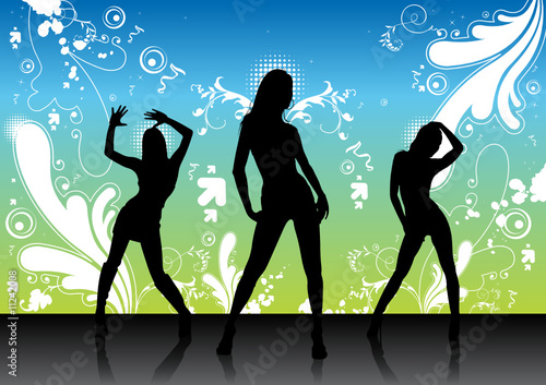 blue and grenn fashion girls party illustration vecteur