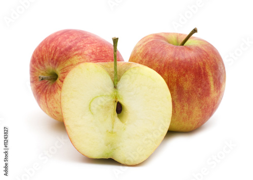slice red apple on white background