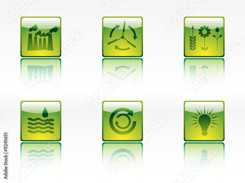 Glossy ecology, power and energy icons from series