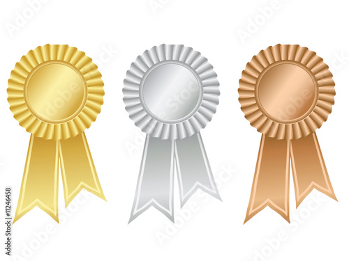Gold,silver and bronze rosettes
