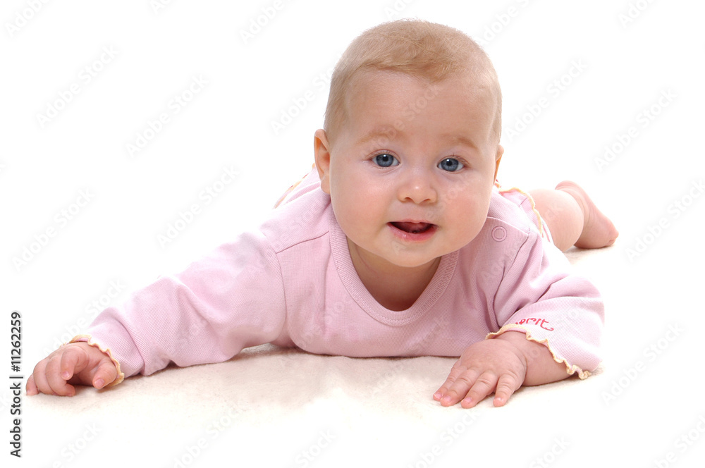 Baby sechs Monate alt, blond und blaue Augen Baby sechs Monate alt, blond und blaue Augen