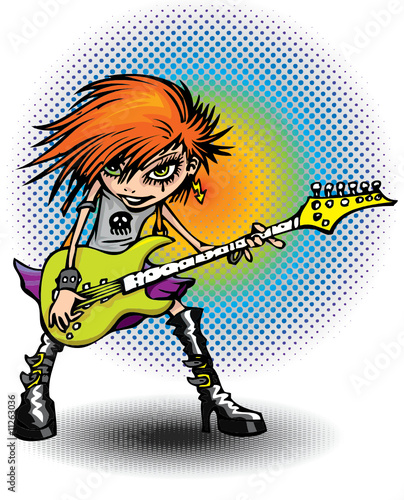 Rock girl and guitar