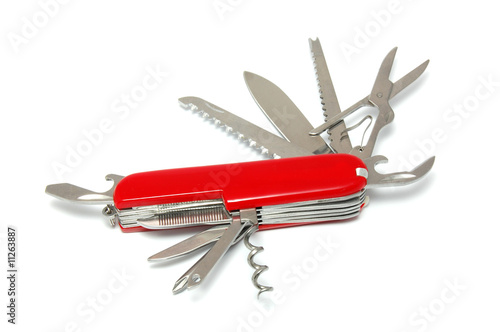 Swiss army style knife isolated on white background