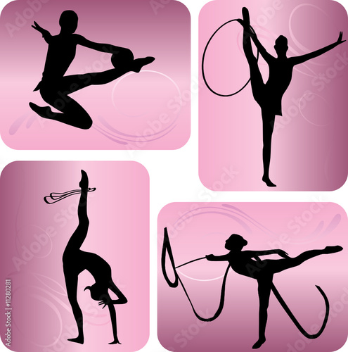 Rhythmic gymnastics silhouettes