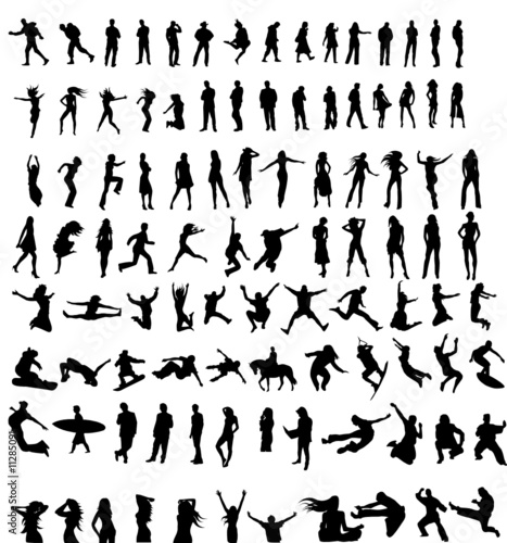 large set of vector silhouettes photo