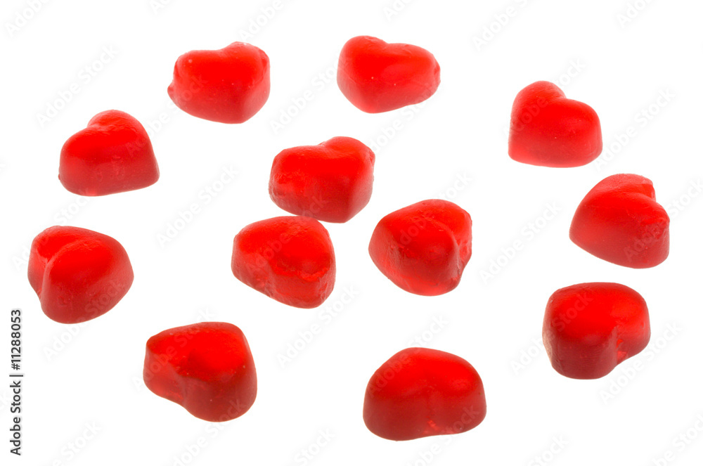 many heart shaped fruit jellies many heart shaped fruit jellies