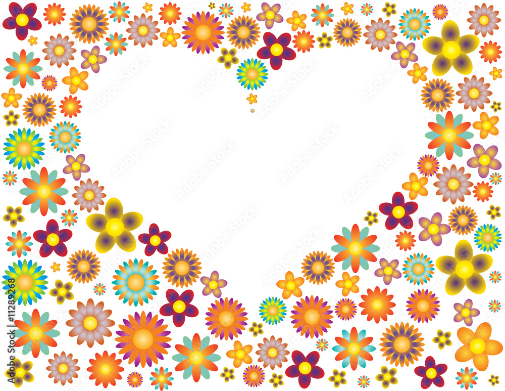 Empty heart and flowers Empty heart and flowers
