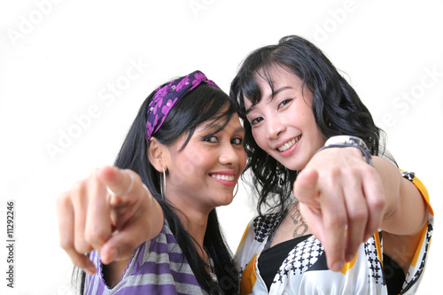 Φωτογραφία two cheerful girl