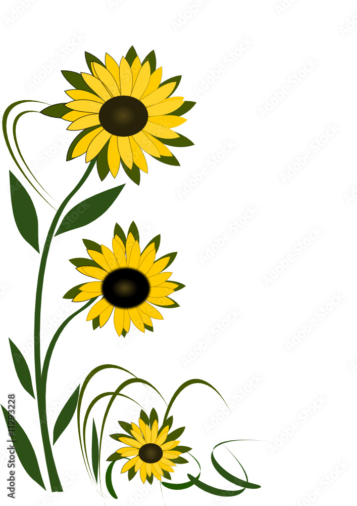 Obraz premium Background with abstract sunflowers