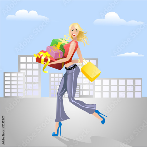shopping in città vector