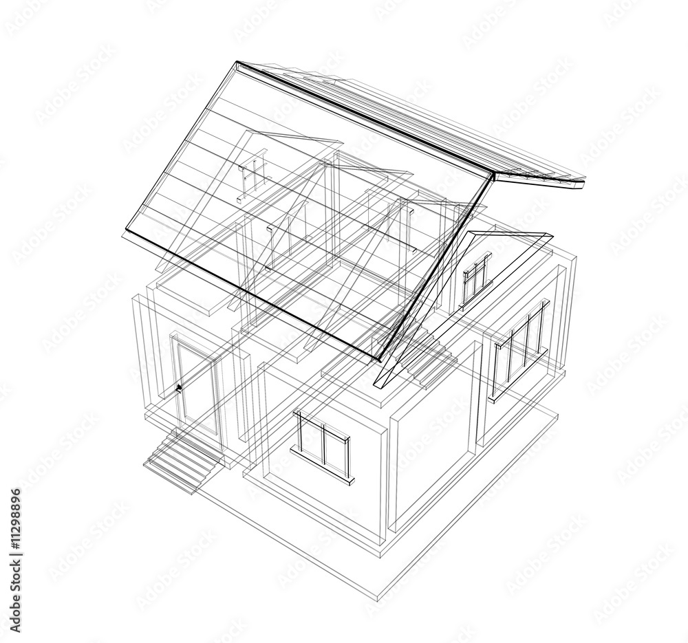 Fototapeta premium 3d sketch of a house