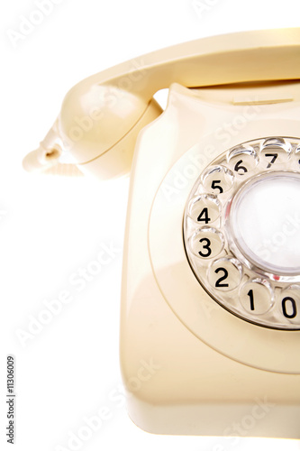 Old retro classic rotary dial telephone close-up