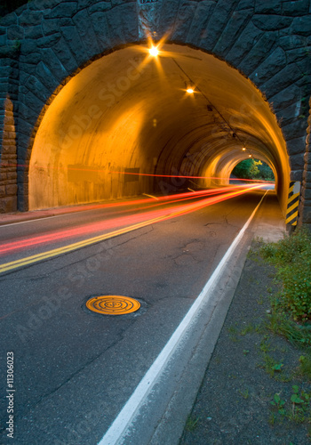 Tail Lights Through Tunnel