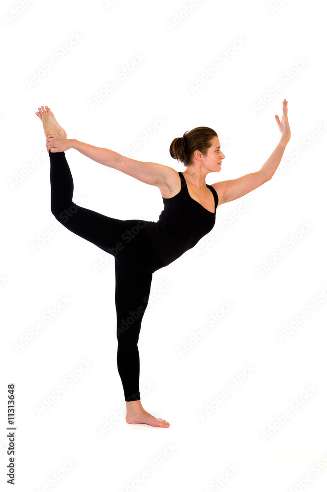 woman in yoga pose on white woman in yoga pose on white