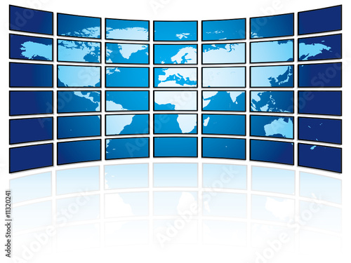 TV plasma wall with world map