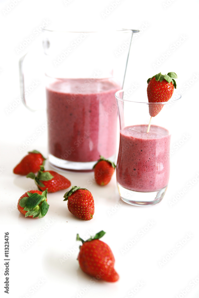Pitcher and strawberry smoothie Pitcher and strawberry smoothie