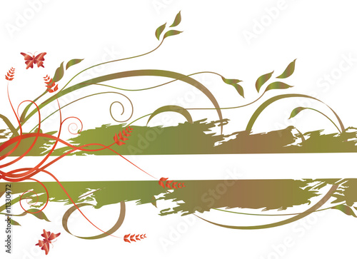 barre floral vert et orange