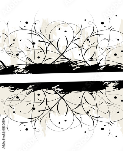 barre floral noir grunge