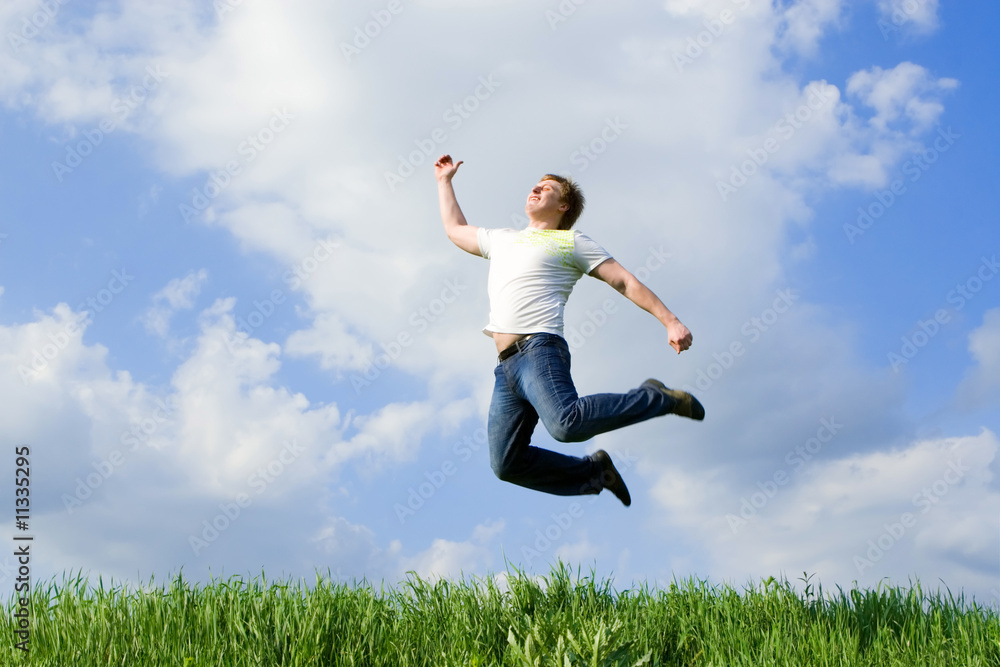 happy man is jumping happy man is jumping