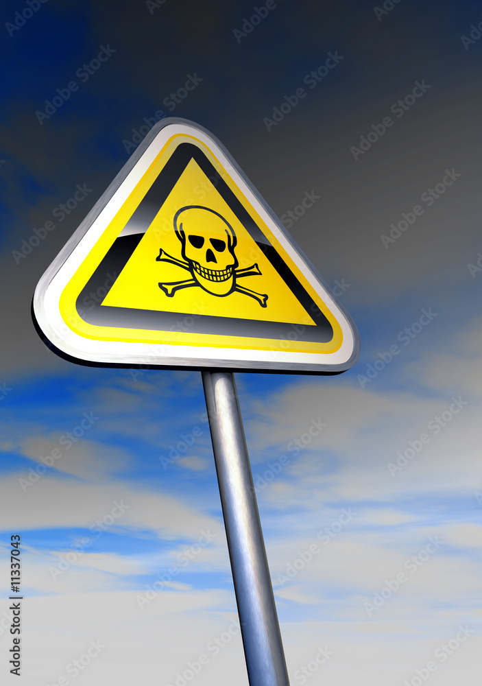Danger skull sign against the evening sky Danger skull sign against the evening sky