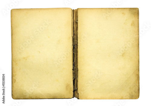 Open old blank book with clipping path.
