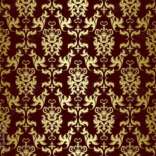 Seamless pattern from gold flowers and leaves