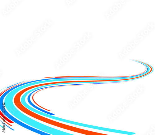 Abstract background with the blue and red bent lines