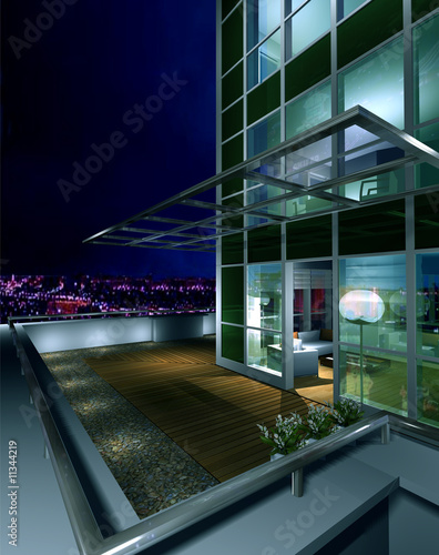 Terrace at night