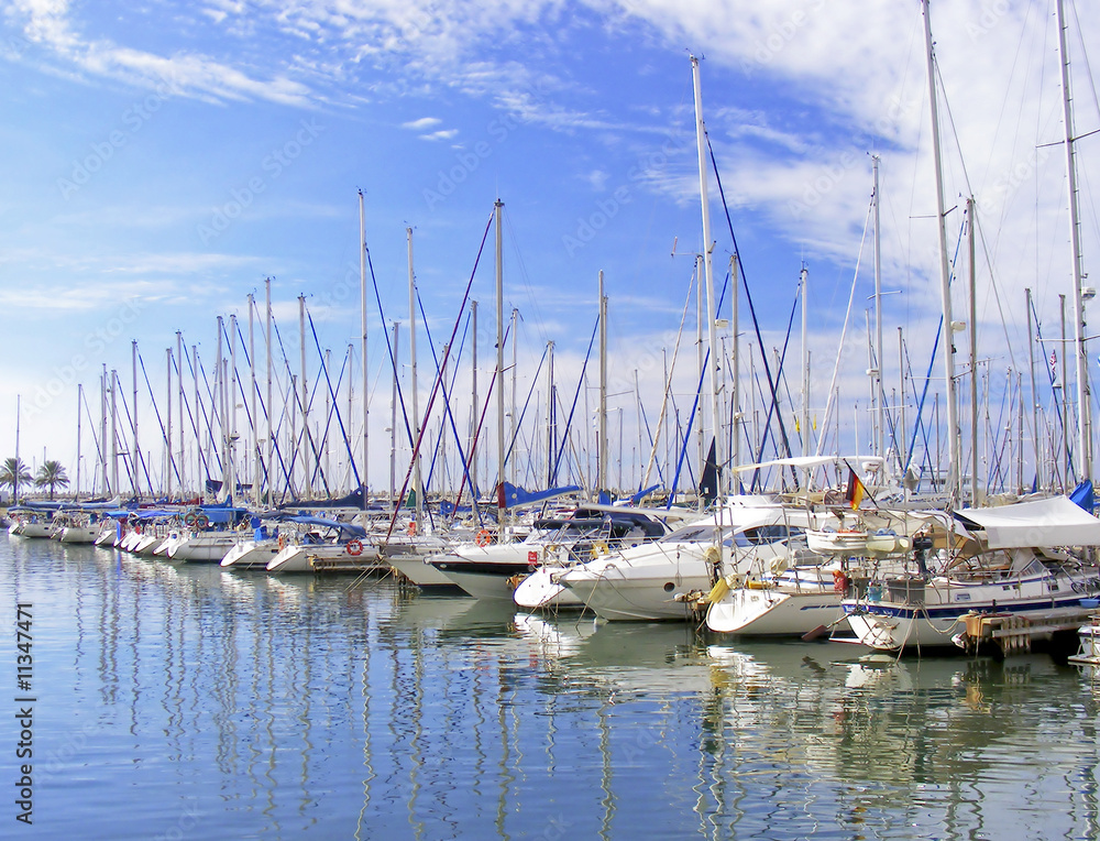 Harbor with yachts in israel