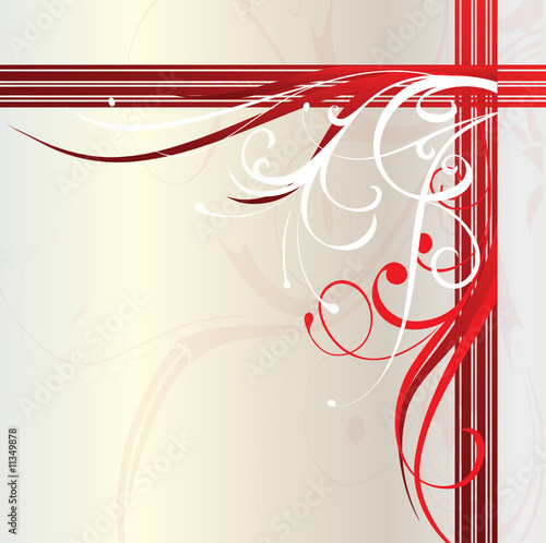 double barre floral rouge et argent