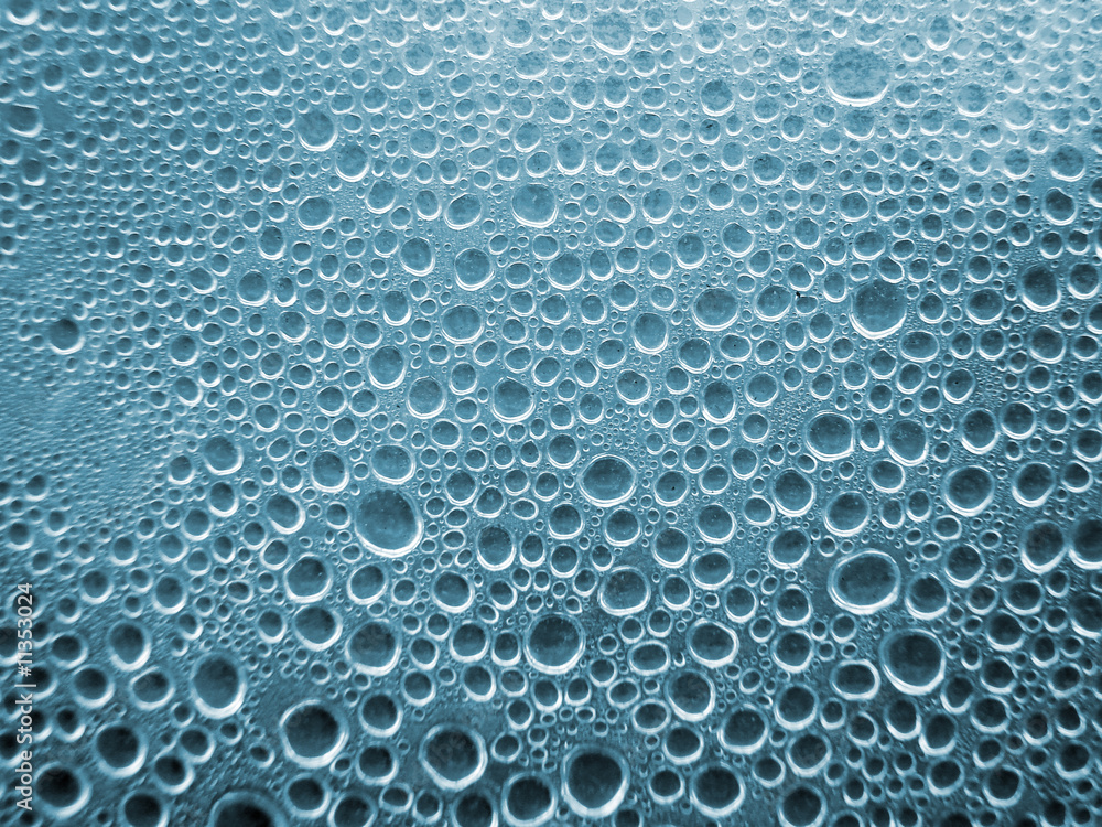 translucent blue glass with many rain drops translucent blue glass with many rain drops