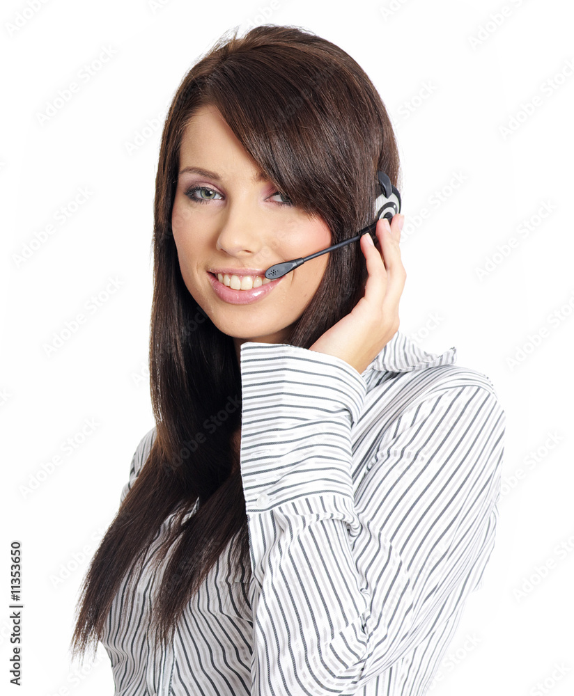 Beautiful Customer Representative with headset Beautiful Customer Representative with headset